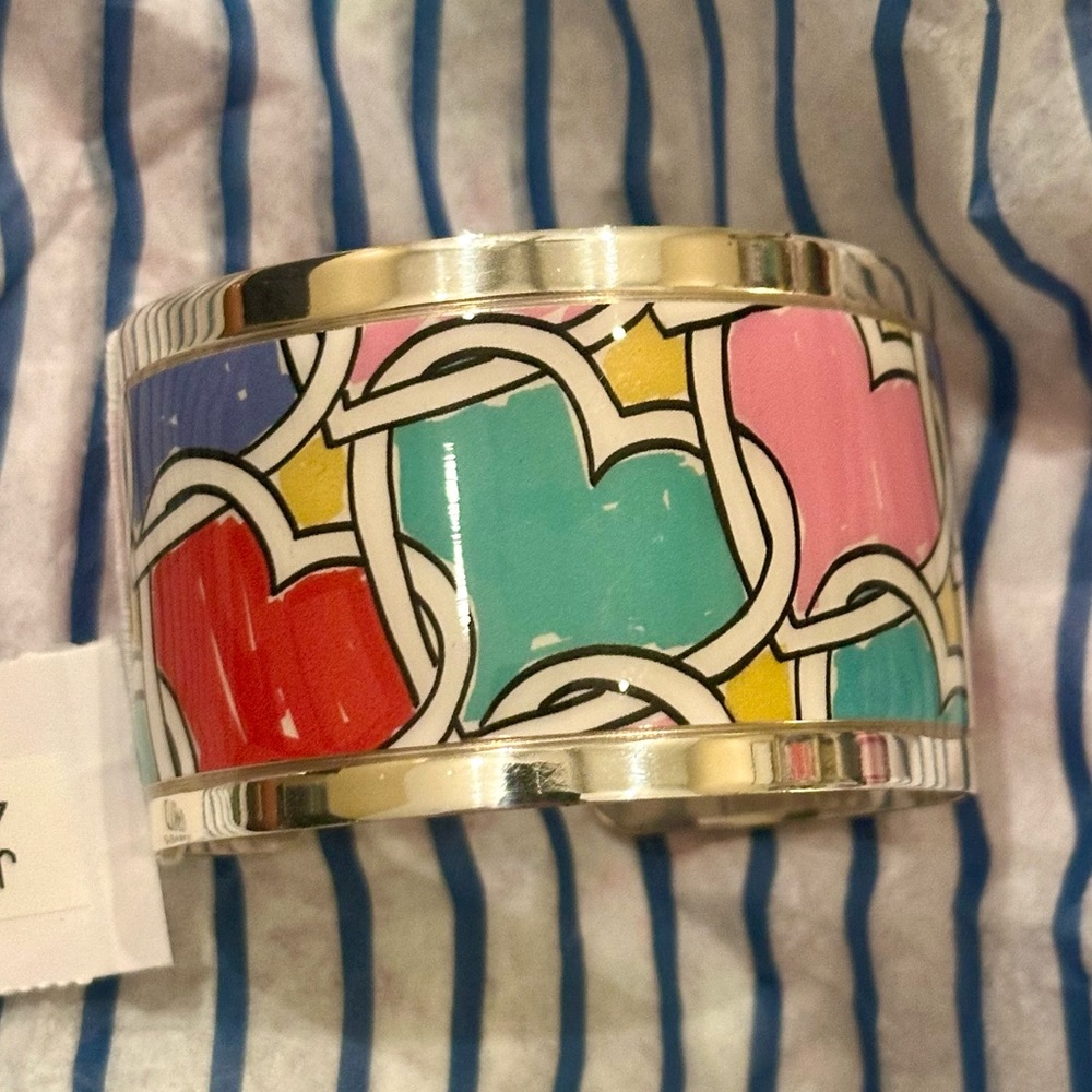 Brighton Colorful Heart Pattern Enamel Cuff Bracelet - Multicolor